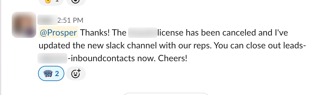 Slack message: Inbound pipeline rebuilt; the legacy tool licence cancelled.